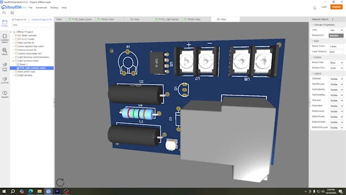 Design your professional pcb board using easyeda and provide by ...