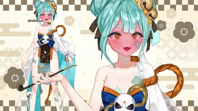 design vtuber model rig live2d model 2d vtuber rigging anime style, vtube studio