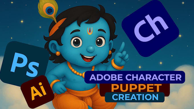 create adobe character realistic, cartoonish puppet for you