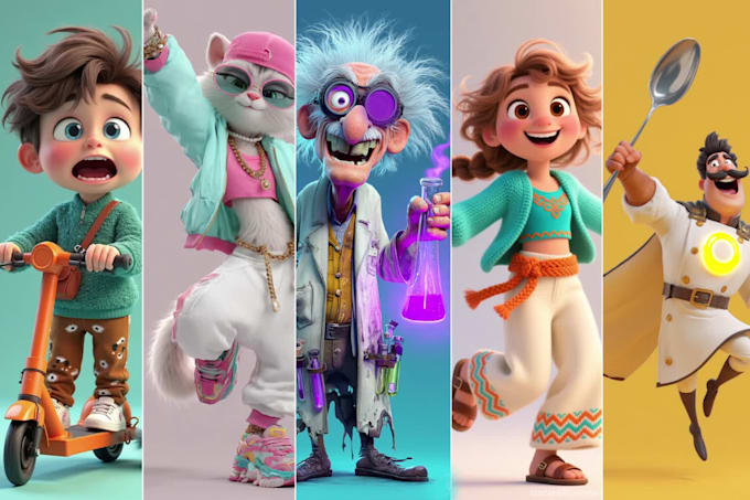 create pixar style cartoon character using midjourney ai