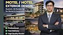 design modern motel, hotel or rental accommodation with 2d and 3d plans