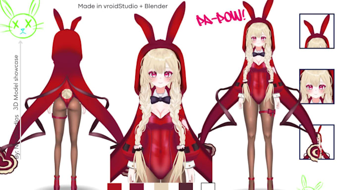 create a custom 3d character model for vtuber, vroid, anime