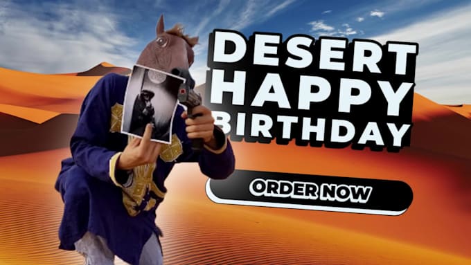create a happy birthday video as a horse in the desert