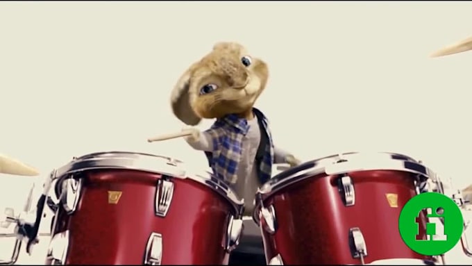 add logo and text in funny drummer rabbit short video