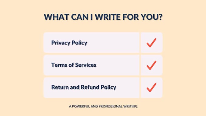 write perfect privacy policy and tos and other policies