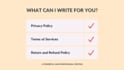 write perfect privacy policy and tos and other policies