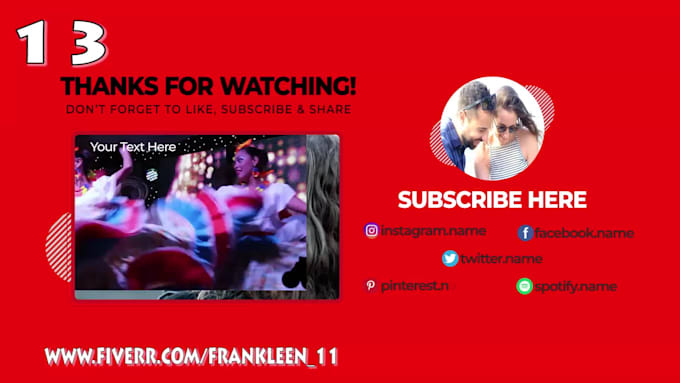 do custom youtube end card end screen outro video