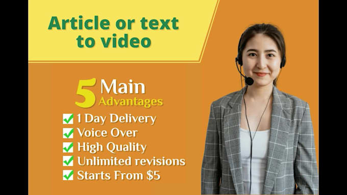 convert your article, blog post, or raw video into a professional video