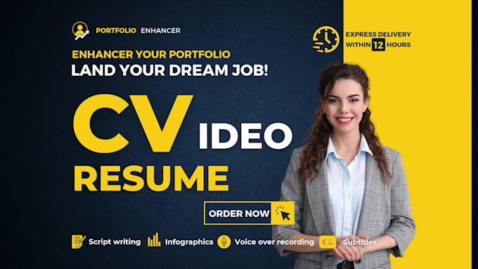 design motion graphics CV video resume or portfolio presentation video