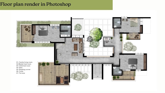 creatively render site, master, and floor plans in photoshop