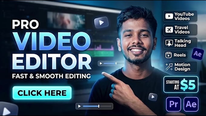 do professional youtube video editing, motion graphics, sfx
