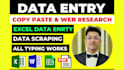 do excel data entry for low price and copy paste job