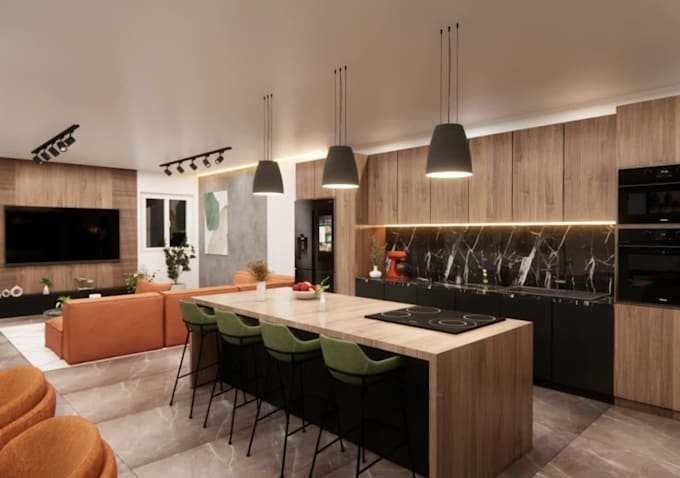 do any architectural interior design with realistic 3d rendering