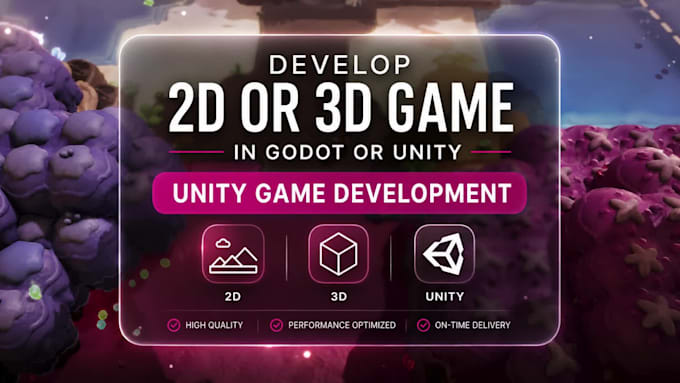 develop 2d or 3d game in godot game or unity game, unity game development