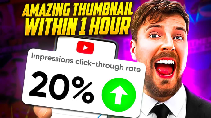 I will design viral clickbait YouTube thumbnail within 1 hour