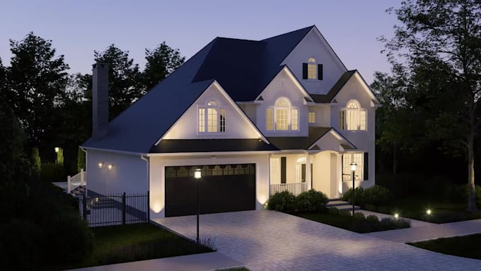 create 3d house exterior renders combined with site photos