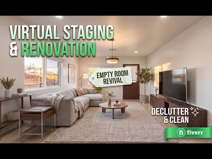 create ai virtual staging, realistic room makeover, and interior rendering
