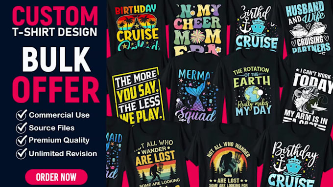 do custom tshirt, graphic t shirt and merchandise design