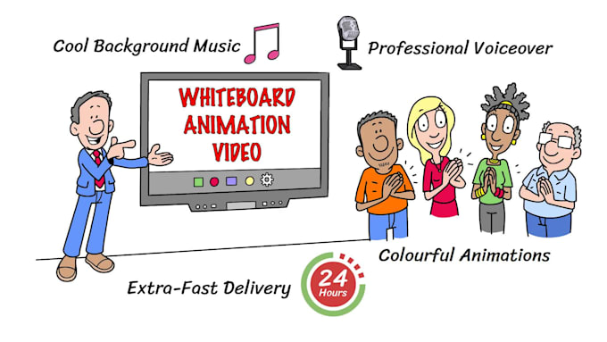 create whiteboard animation video with voiceover in 24 hours