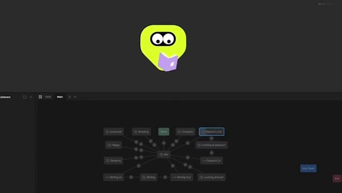 create interactive rive mascot character animation, UI animation, state machine