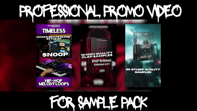 create promo video ad for your sample pack, loop kit, drum kit