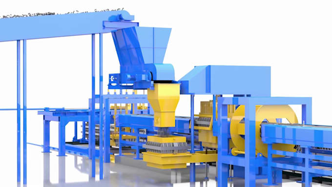 do 3d product process animation 3d factory recycling plant video