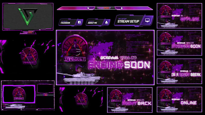 do animated twitch overlay package , animated stream layouts