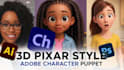 create 3d pixar style adobe character puppet