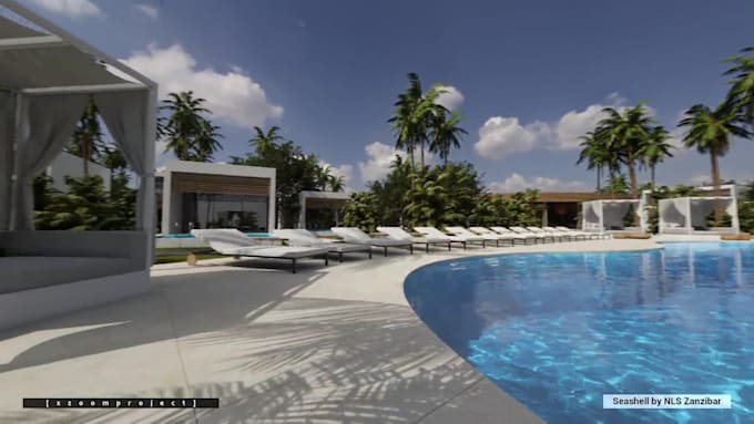 do 3d rendering animation of resort, club hotel, retreat, holiday park, rv park