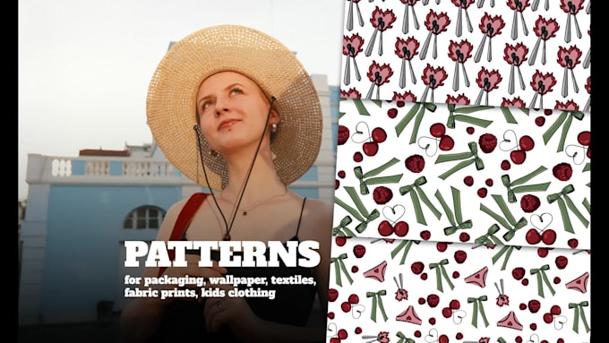 create seamless repeat patterns for textiles, fabric prints, packaging, and wall