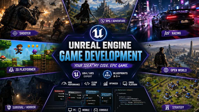 do unreal engine game development, develop unreal engine game, ue5 blueprints