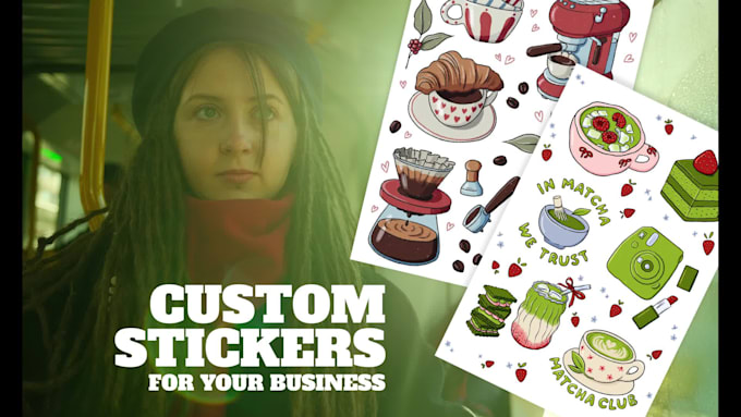 create custom sticker pack for your business, cute cartoon illustrations