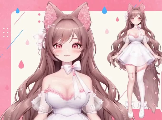 draw live2d vtuber model, live 2d rig, vtuber commission, anime 2d vtuber avatar