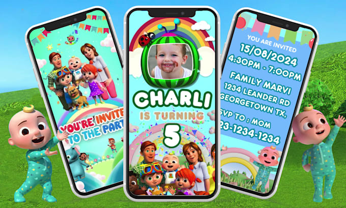 create birthday party invitation, cocomelon birthday invitation video