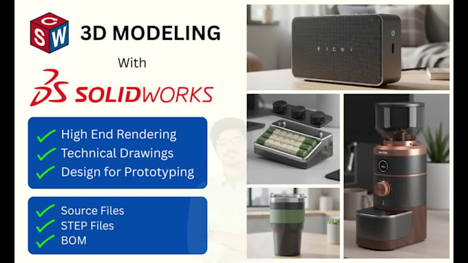 do 3d cad modeling and 3d product design using solidworks