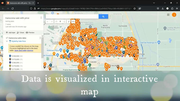 convert realtor excel, website to live google maps 2d, 3d