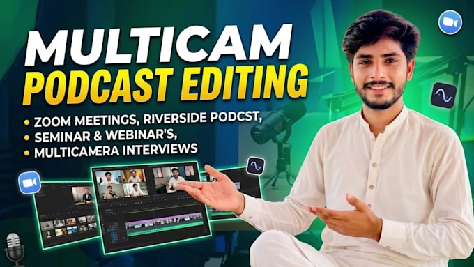 do podcast video and audio editing including multicam editing