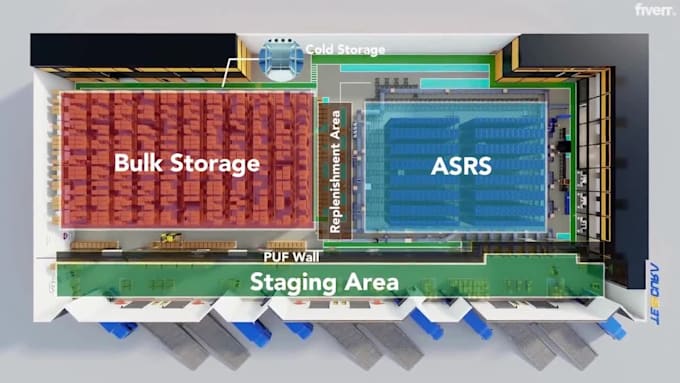 create 3d smart factory animation robotic warehouse video logistics animation