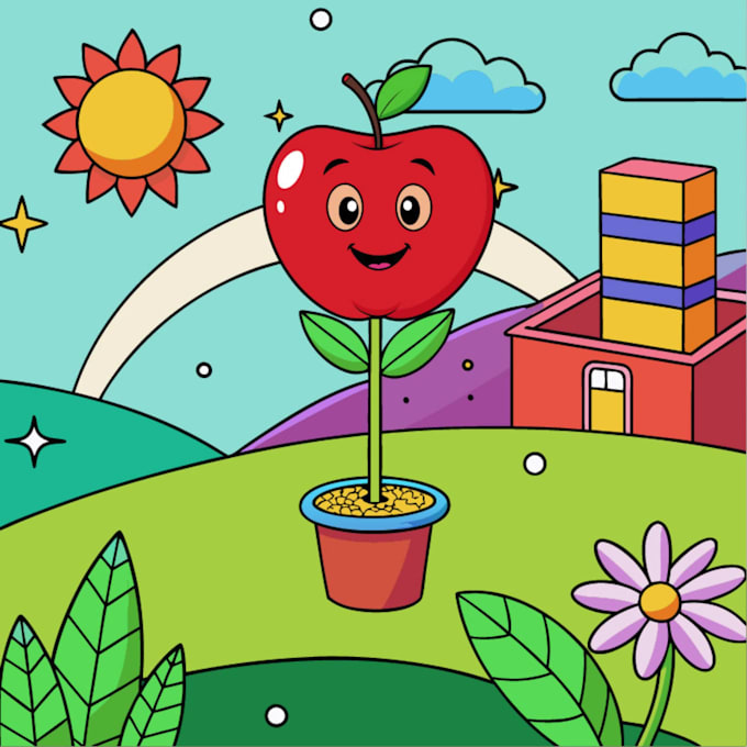 create plant, fruit,and vegetable kawaii illustrations
