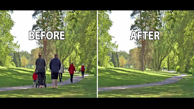 remove text, wire and objects removing, beauty retouching