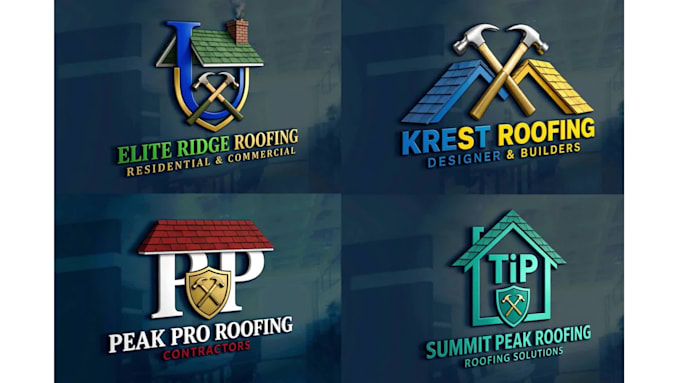 design real estate, roofing and construction logo