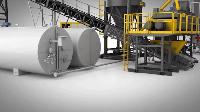 do 3d industrial plant animation road construction machinery engineering process