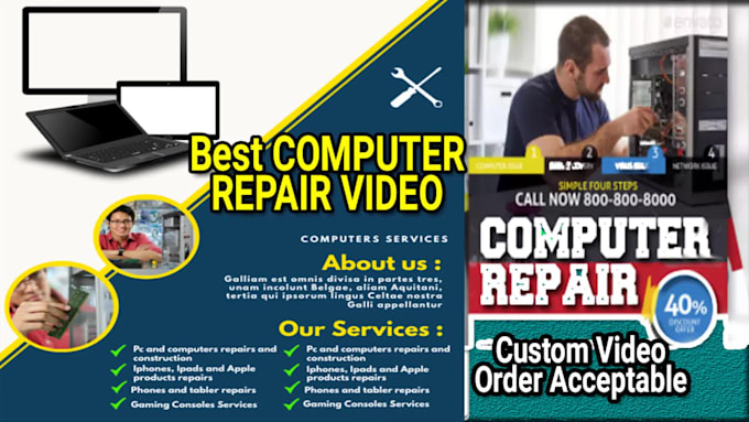 do computer repairing videos or mobile, cell phone, tablet, laptop repair ad