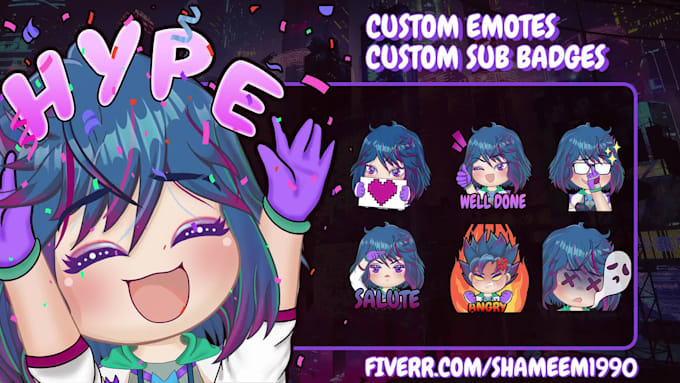 make cool cute anime twitch and discord emotes