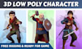 do model 3d low poly character rigging for game asset and animation