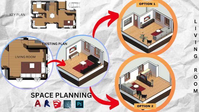 design 2d,3d space planning for your home, office to maximize space utilization