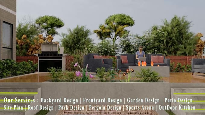 design exterior, backyard, and 3d landscape architecture