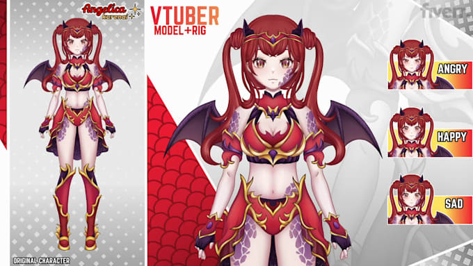 design custom vtuber live2d model ready for rigging