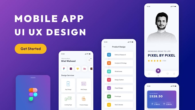 do mobile app UI UX design, figma app design