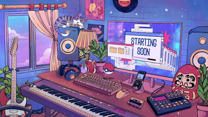create animation brb, starting soon, offline screen for kick, twitch, youtube